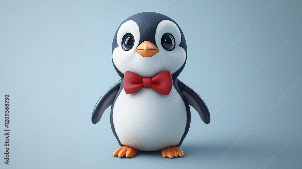 Obraz premium Cute Cartoon 3D penguin with big eyes