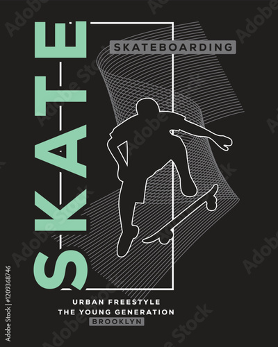 Urban Freestyle Skateboarding Dynamic Silhouette Design