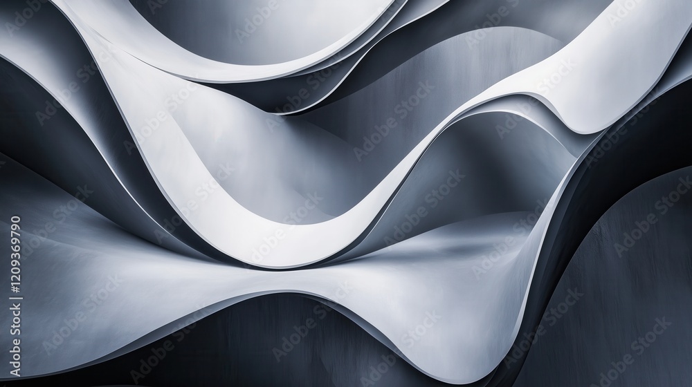 Obraz premium Abstract black background with waves of fabric in the shape of mountains