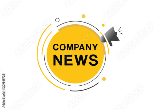 Company news banner label loudspeaker flat design element. Vector sign.