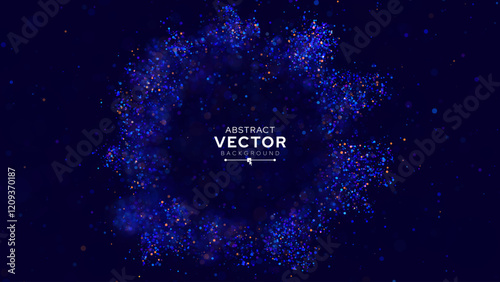 Soft Lights Holiday Backdrop. Abstract Background Blue Purple Bokeh Lights Glitter Sparkle Dust. Vector Illustration for Christmas Banner, Poster, Card, Presentation.