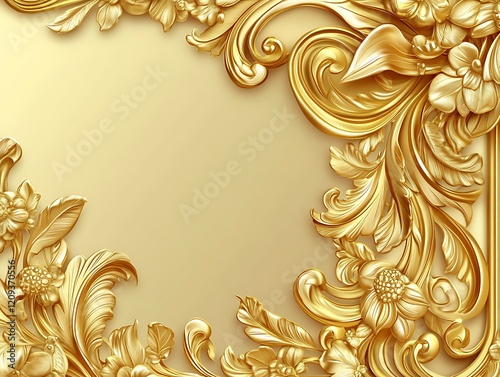 Wallpaper Mural Golden Floral Frame Elegant Baroque Design Torontodigital.ca