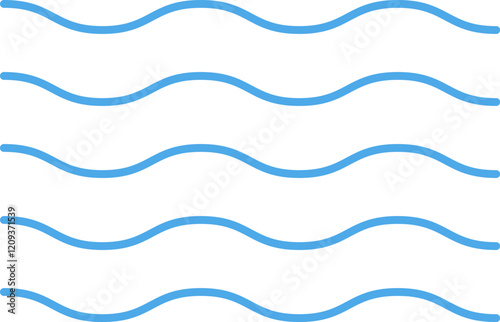Ocean, sea waves flat simple lines icons symbols vector set - Blue line wave ornament