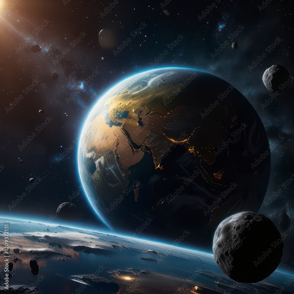 Obraz premium A detailed earth floating vastness space.