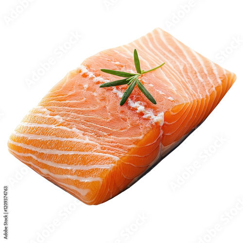 Salmon fillet isolated on a white background, highlighting its rich color and texture. cutout png