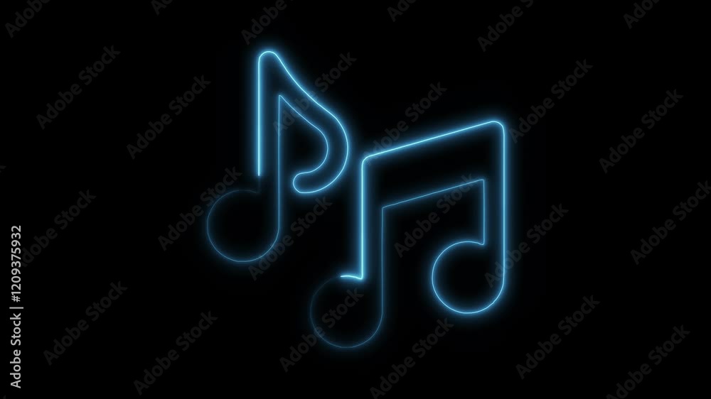 Glowing Neon Music Note Icon, Symbol of Melody and Sound, HD Video Motion Graphic Animation on Black Background Glowing Neon Music Note Icon, Symbol of Melody and Sound, HD Video Motion Graphic Animation on Black Background