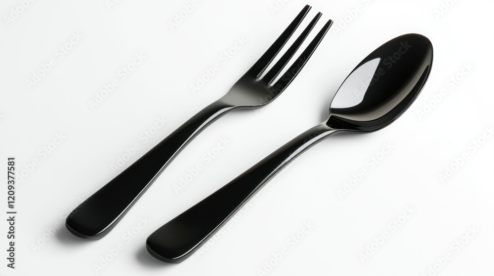 Black spoon and fork icon isolated on white background. Black spoon and fork icon isolated on white background.