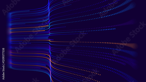 High Speed Light Particles Internet Data Background. Digital Road Fast Speed Internet Broadband Data Flow Concept. Light Arc Turn Twist Bend Effect. Vector Illustration.