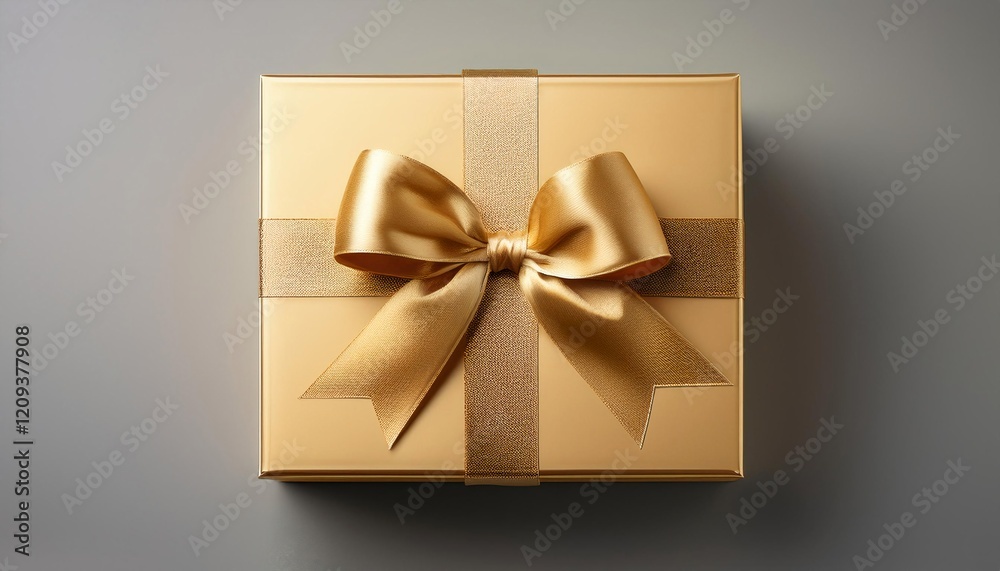 Elegant minimalistic gift box with gold wrapping and bow for special occasions Elegant minimalistic gift box with gold wrapping and bow for special occasions