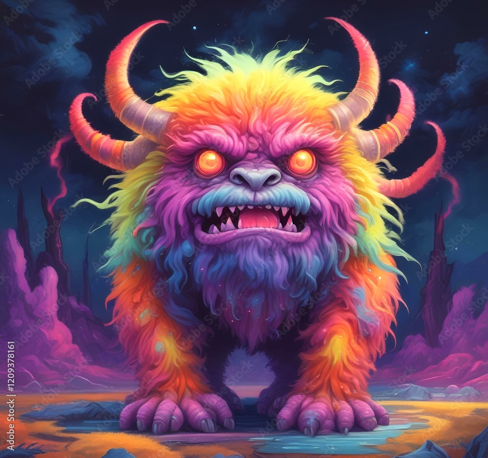 Naklejka premium Illustration of fluffy and cute small monster.