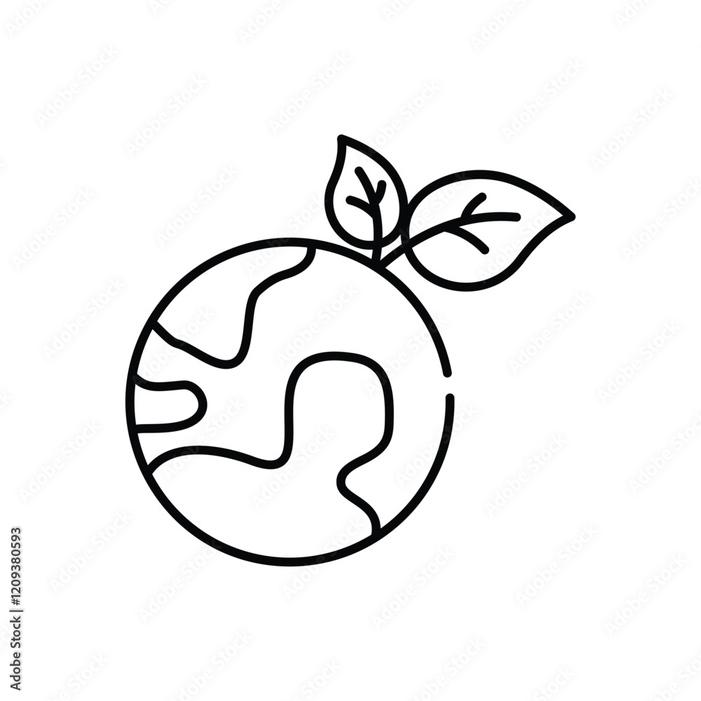 Obraz premium Globe with plant vector icon