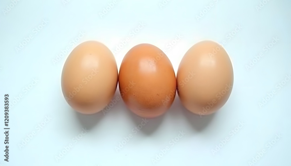 A simple yet striking image of three eggs in varying shades of brown, arranged neatly against a clean white background A simple yet striking image of three eggs in varying shades of brown, arranged neatly against a clean white background