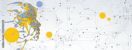 Human profile like an abstract artificial intelligence