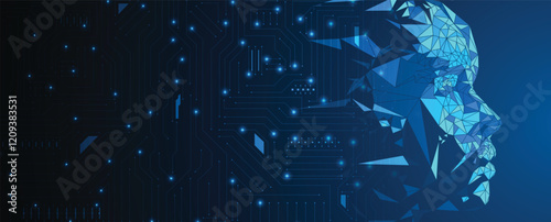 Human profile like an abstract artificial intelligence
