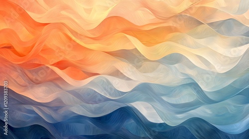 Soft Flowing Waves in Warm and Cool Color Palette Abstract Design