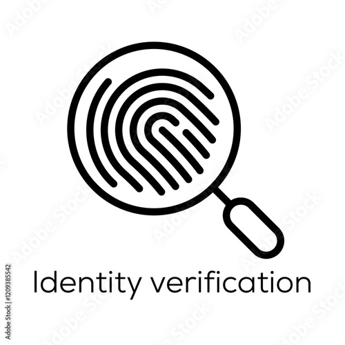 Identity Verification Icon- Fingerprint Magnified Representing Biometric Authentication
