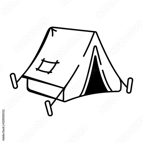 Camping tent icon in doodle style 


