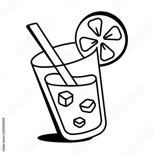 A hand drawn icon of lemonade glass 
