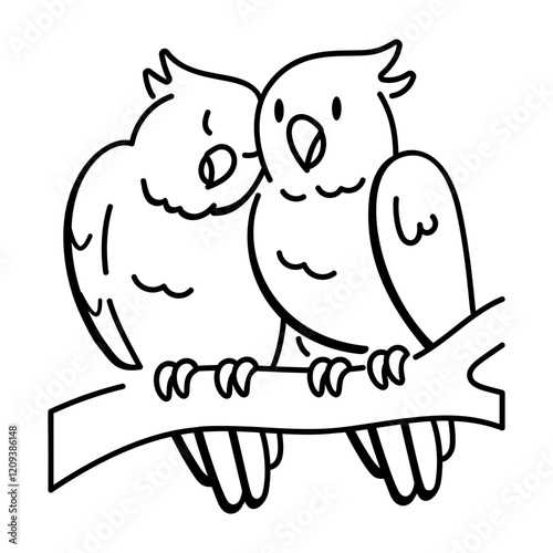 A hand drawn icon of love birds 
