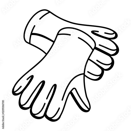 Gardening gloves icon in doodle style 

