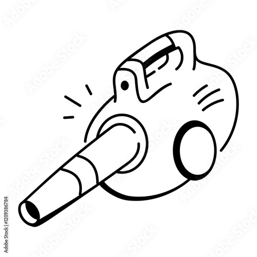 A hand drawn icon of leaf blower 
