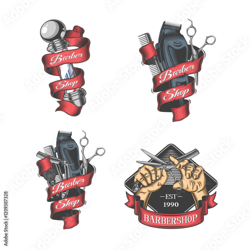 barber shop logo, barber shop illustration