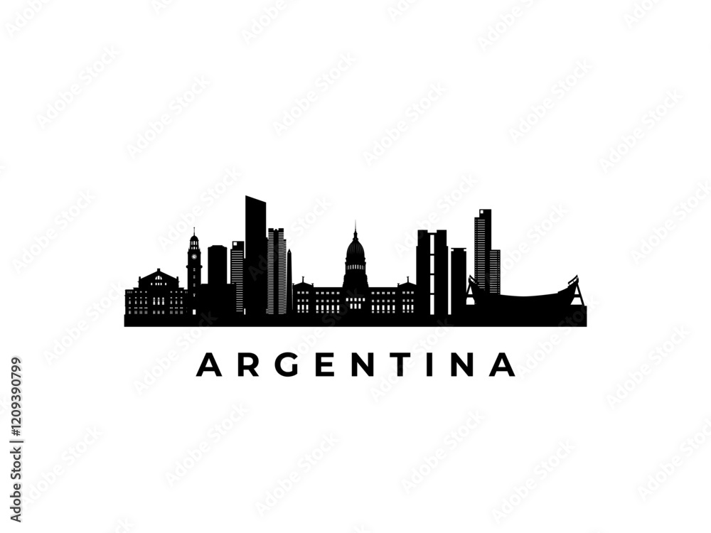 Obraz premium Vector Argentina skyline. Travel Argentina famous landmarks. Business and tourism concept for presentation, banner, web site.