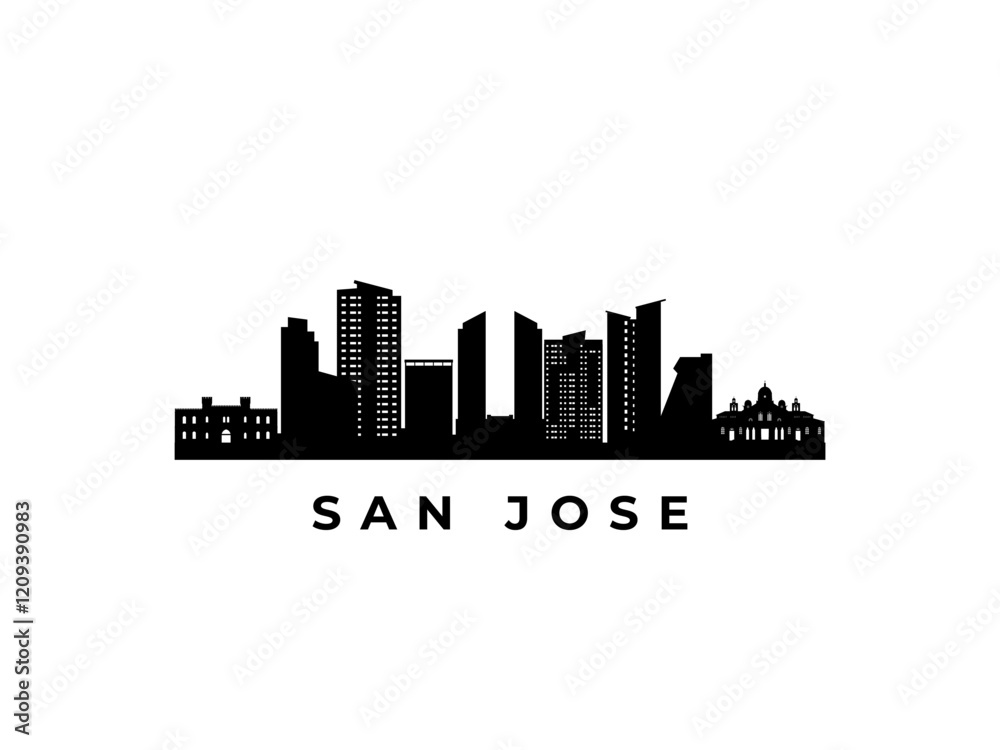 Vector San Jose skyline. Travel San Jose famous landmarks. Business and tourism concept for presentation, banner, web site. Vector San Jose skyline. Travel San Jose famous landmarks. Business and tourism concept for presentation, banner, web site.