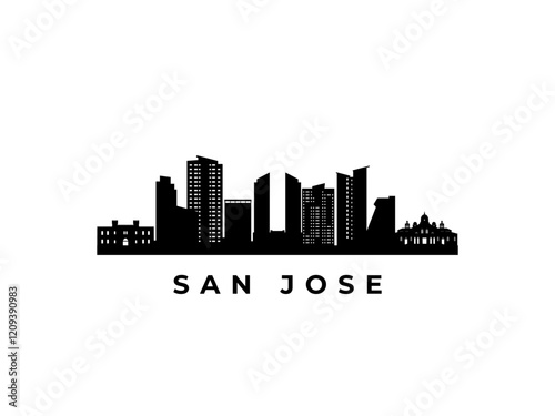 Vector San Jose skyline. Travel San Jose famous landmarks. Business and tourism concept for presentation, banner, web site.