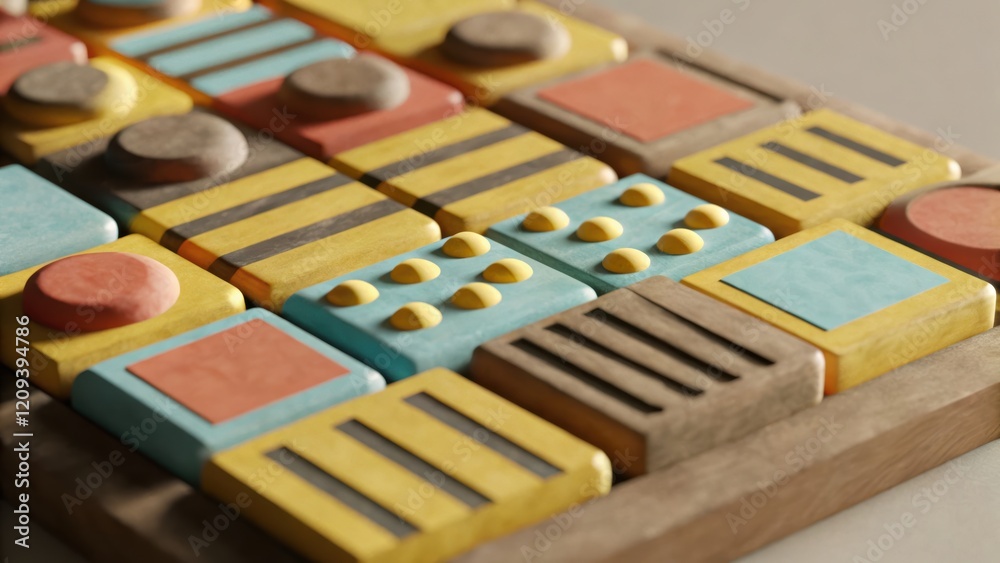 The 5S Sort Set in Order Shine Standardize and Sustain, Colorful abstract wooden blocks arrangement The 5S Sort Set in Order Shine Standardize and Sustain, Colorful abstract wooden blocks arrangement