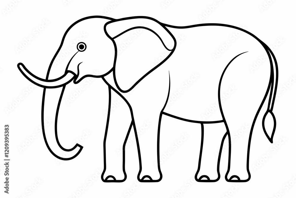 Elephant Line Art. Elephant in doodle simple style on white background
Elephant Line Art. Elephant in doodle simple style on white background