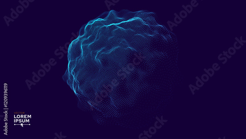 Biology Cell Scientific Medical Research Background. Science Blue Cells Backdrop with Depth of Field Blur Particles Effect. Futuristic Plant Microbiology. Blue Virus Cells Vector Illustration.