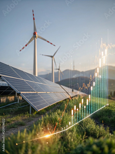 Renewable Energy Growth with Solar Panels and Wind Turbines