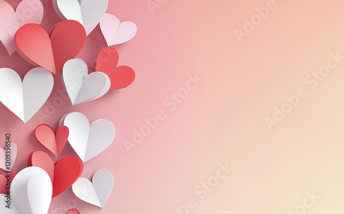 Paper elements in shape of heart. Happy Valentine's Day  greeting card design