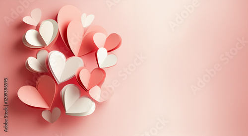 Paper elements in shape of heart. Happy Valentine's Day  greeting card design