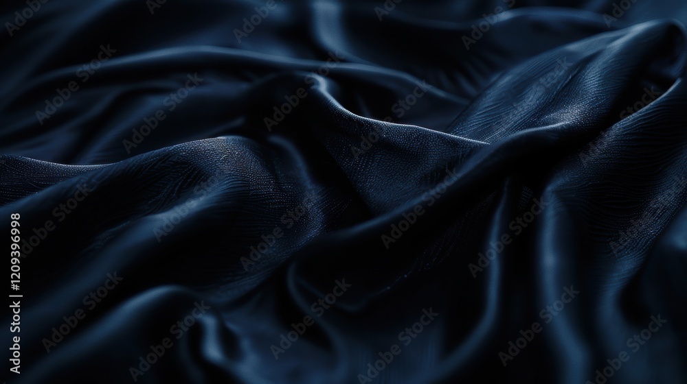 Fototapeta premium Stunning Close-Up of Elegant Black Satin Fabric with Smooth Texture and Subtle Light Reflections for Fashion, Textile, and Design Applications