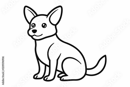 Dog sit down outline on white background. Dog vector illustration design logo
