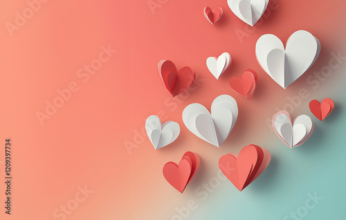 Paper elements in shape of heart. Happy Valentine's Day  greeting card design