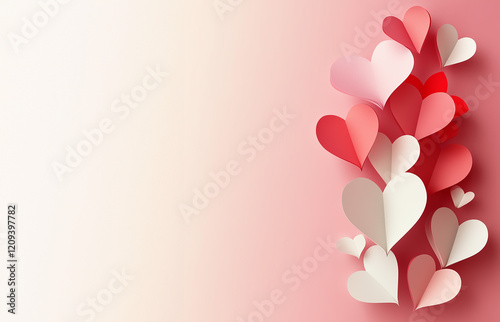 Paper elements in shape of heart. Happy Valentine's Day  greeting card design