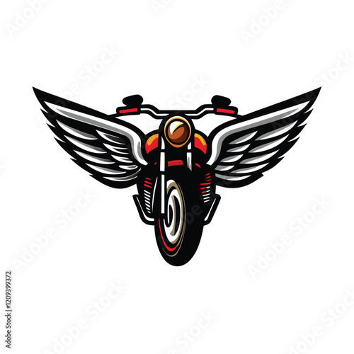 A classic motorcycle with majestic wings extending from the sides, creating a sense of freedom and power.
