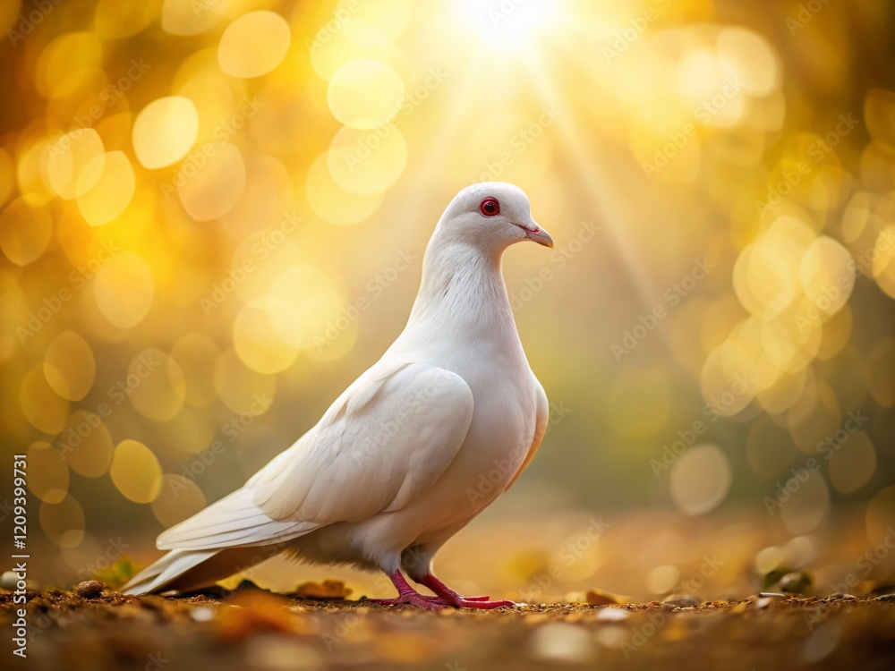Elegant White Dove on Ground, Peaceful Bird Photography, Fashion Shoot Elegant White Dove on Ground, Peaceful Bird Photography, Fashion Shoot