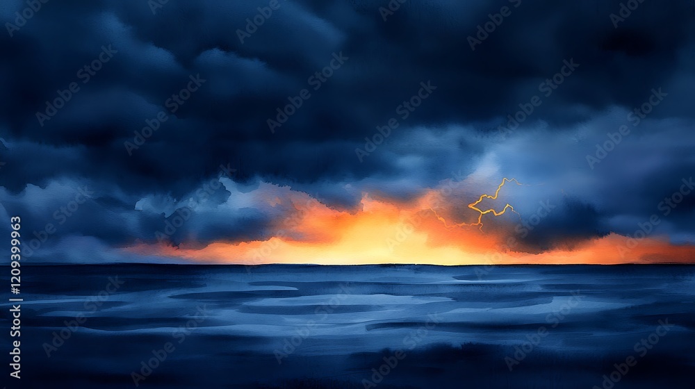 Asperitas clouds illuminated by a flash of lightning in a dark stormy sky Asperitas clouds illuminated by a flash of lightning in a dark stormy sky