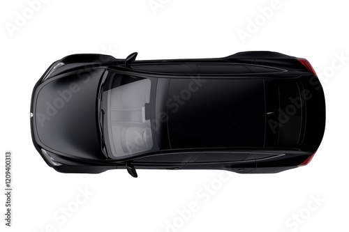 Generic black car top view isolated on transparent background