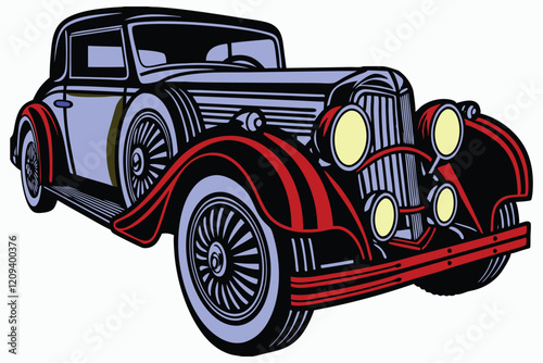 old ventage car black  outline white background.eps
