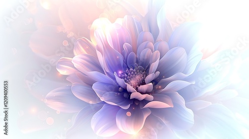A glowing bloom featuring rich gradients and luminous highlights, with a soft halo effect blending into the plain white background. 8k UHD, suitable for high-quality printing or digital display. 