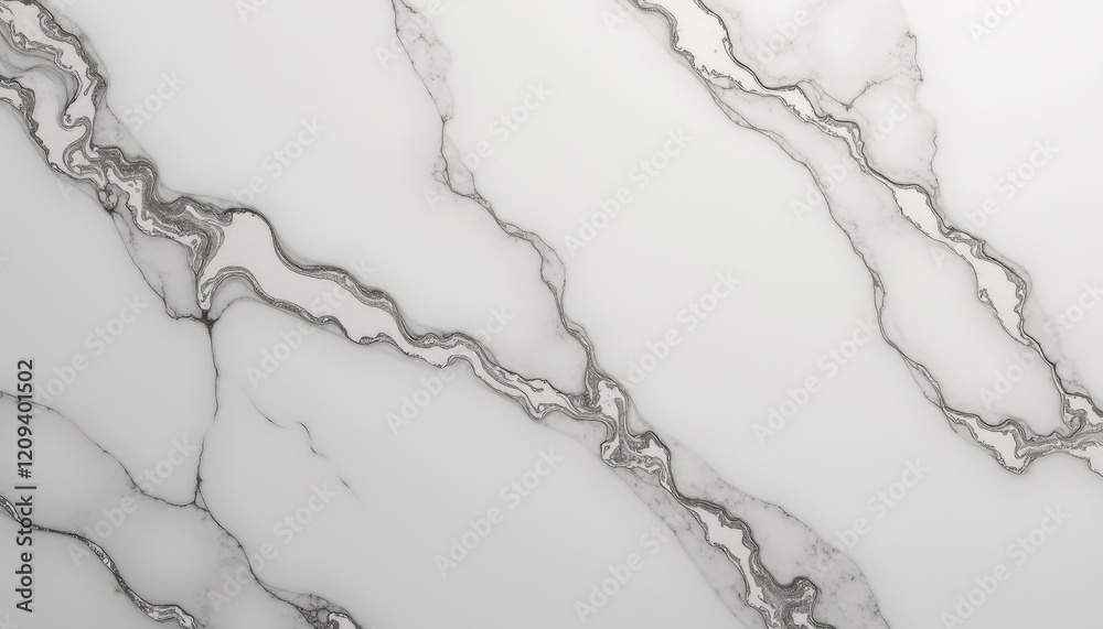 Obraz premium Close-Up of Polished Marble Surface: White and Black Vein Patterns with Glossy Finish