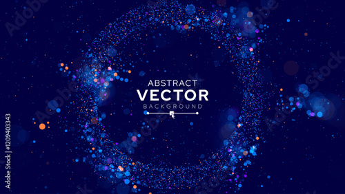 Abstract Cosmic Bokeh Background, Galaxy Space Blurry Backdrop. Soft Blur Light Bokeh Effect Wallpaper. Shiny Holiday Light Effect. Vector Illustration.