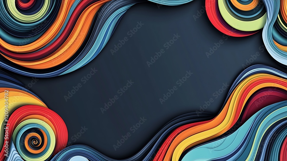 Obraz premium Abstract Colorful Swirling Waves Frame Design