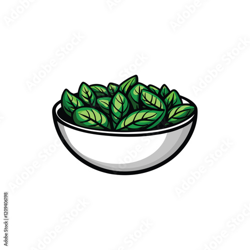 Create a vector icon depicting a simple salad bowl with a single fork resting on the rim.