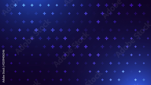 Blue Mathematical Plus Symbols Pattern. Math Design Elements Background. Medical Tech Background. Vector Illustration.